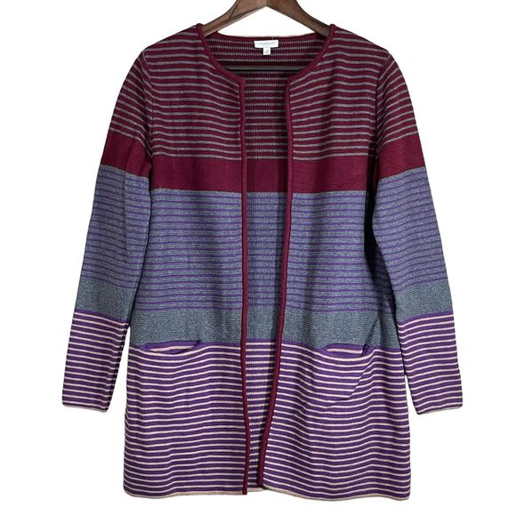 Talbots Factory Open Front Cardigan Knit Sweater Women Size S Pockets Multicolor - Picture 1 of 10
